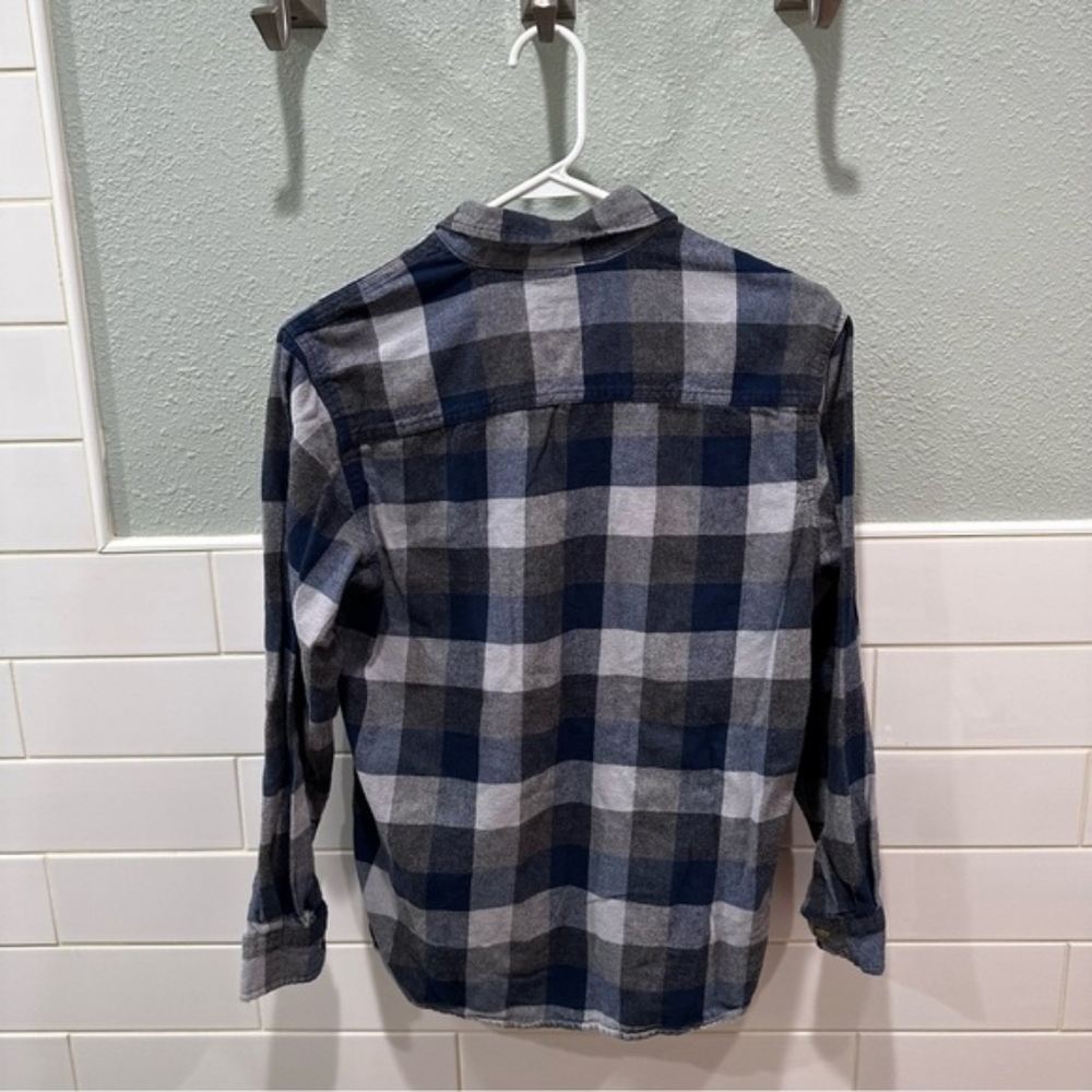 Mens cotton blue gray plaid flannel size small